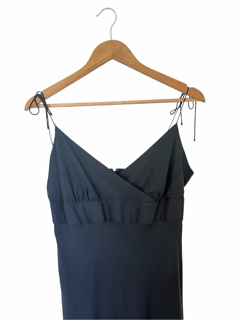 J.Crew Vintage 100% Silk Black Midi Dress 12 Tie Strap Y2K Cocktail